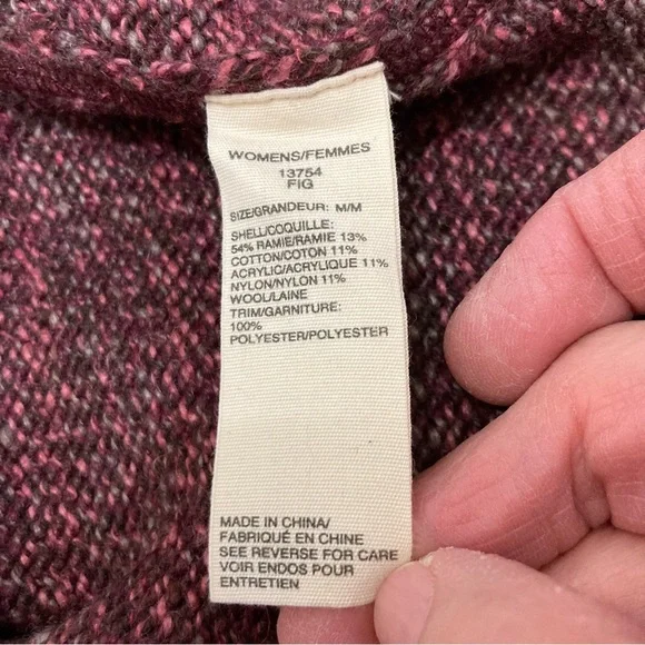 Woolrich 1/4 Zip Wool Blend Pullover Sweater Marled Fig Burgundy Women’s Medium - Picture 10 of 11